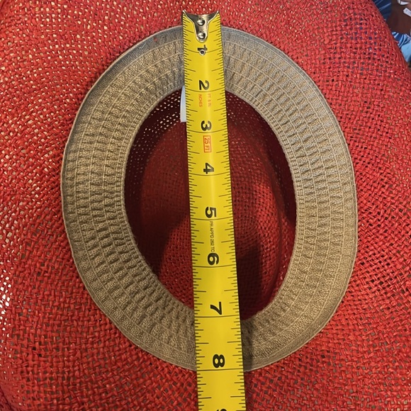 Something Special Red Straw Hat Sun Beaded Gold Purple Womens - Picture 10 of 10